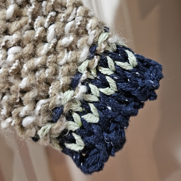 Free People Fairisle Hooded Sweater High Low Hem Oversized XS Navy Cream NWT - Picture 9 of 16